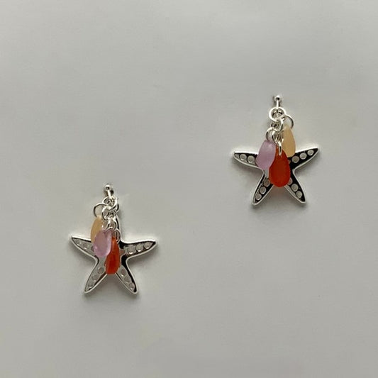 Starfish Sea Glass Nautical Earrings