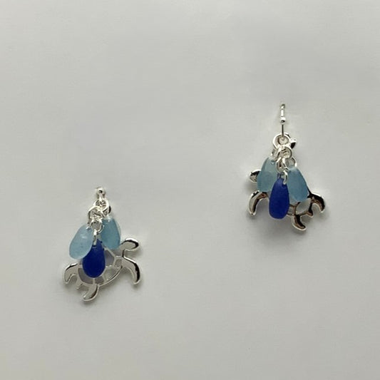 Turtle Sea Glass Nautical Earrings