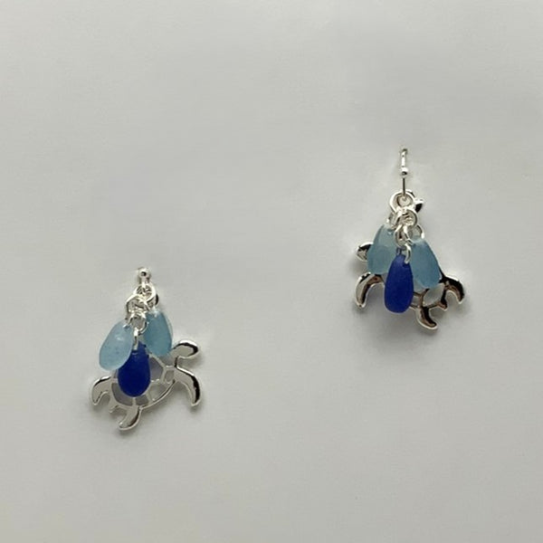 Turtle Sea Glass Nautical Earrings