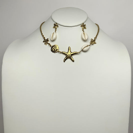 Reef Starfish Nautical Charm Necklace Set