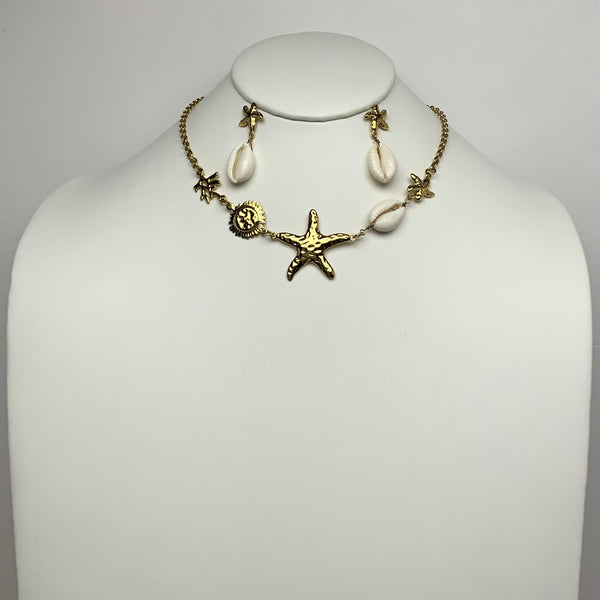 Reef Starfish Nautical Charm Necklace Set