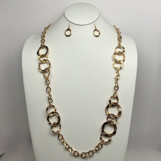 Textured Circle Chain Necklace Set