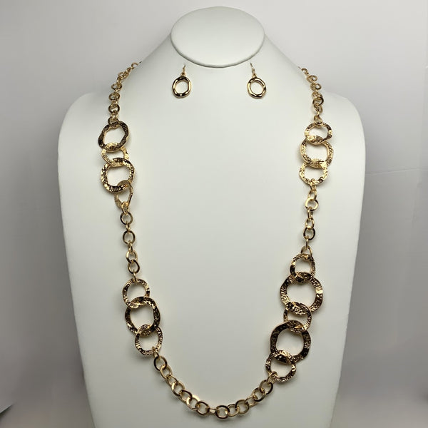 Textured Circle Chain Necklace Set