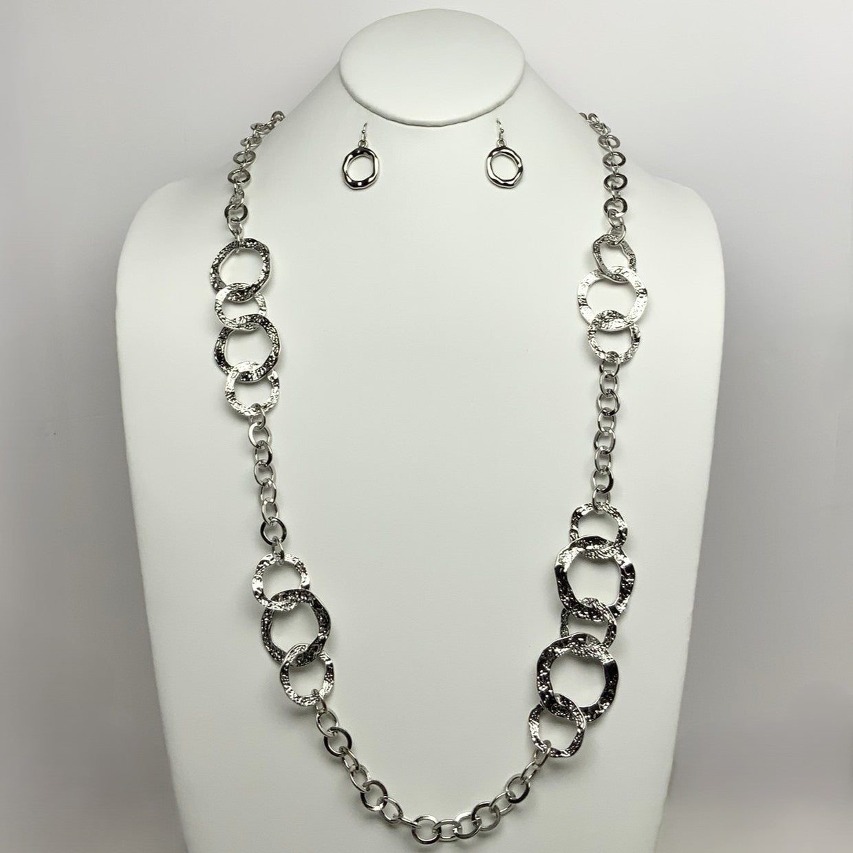 Textured Circle Chain Necklace Set