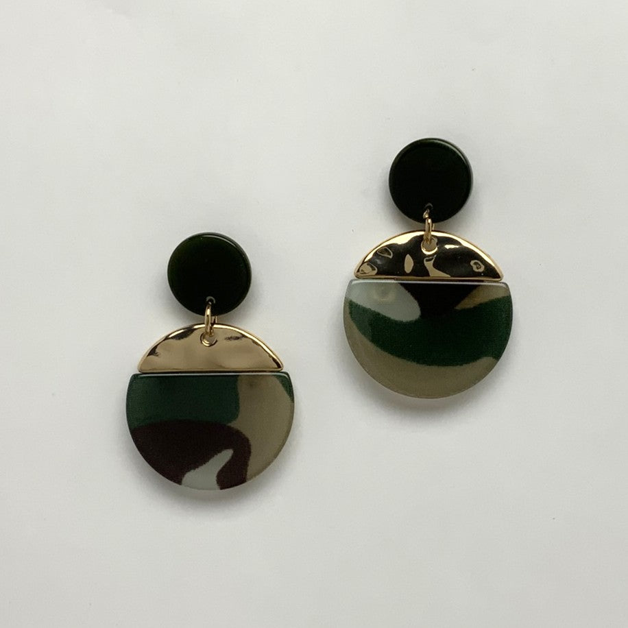 Camo Circle Lucite Earrings