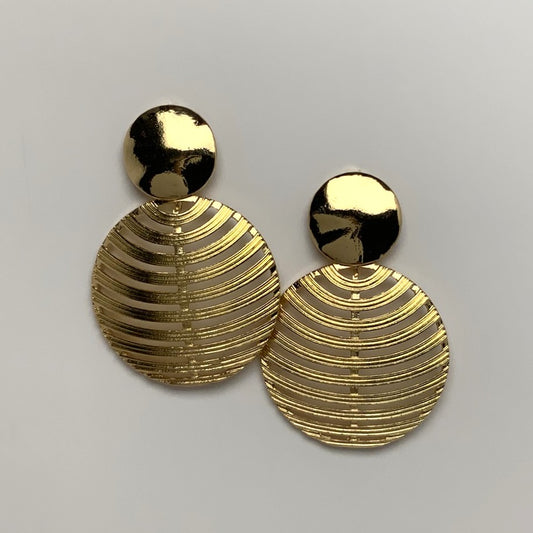 Circle Ribbed Design Drop Earrings