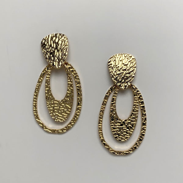 Oval Hammered Design Earrings
