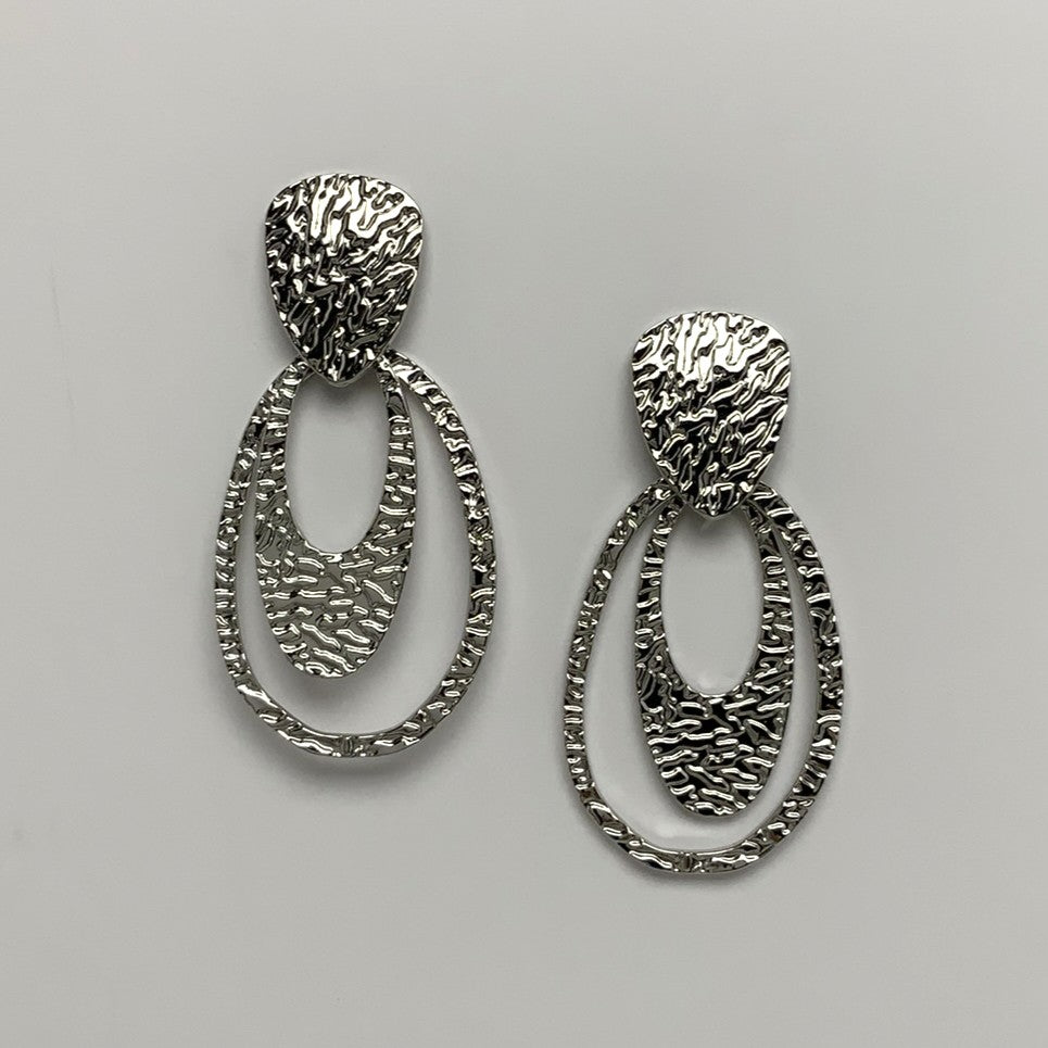 Oval Hammered Design Earrings