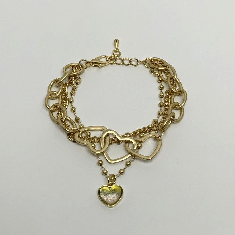 Layered Heart Chain Charm Bracelet