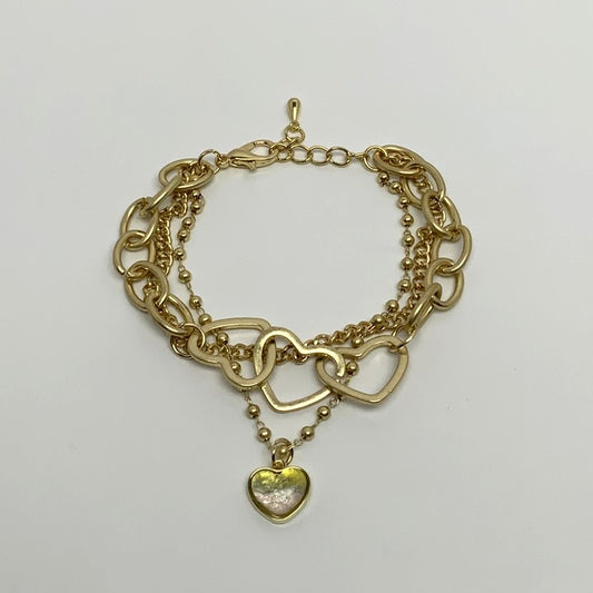 Layered Heart Chain Charm Bracelet