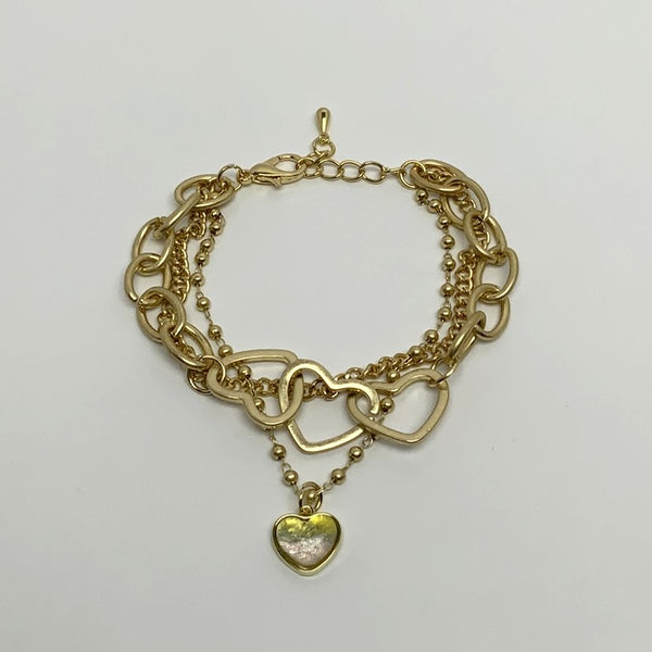 Layered Heart Chain Charm Bracelet