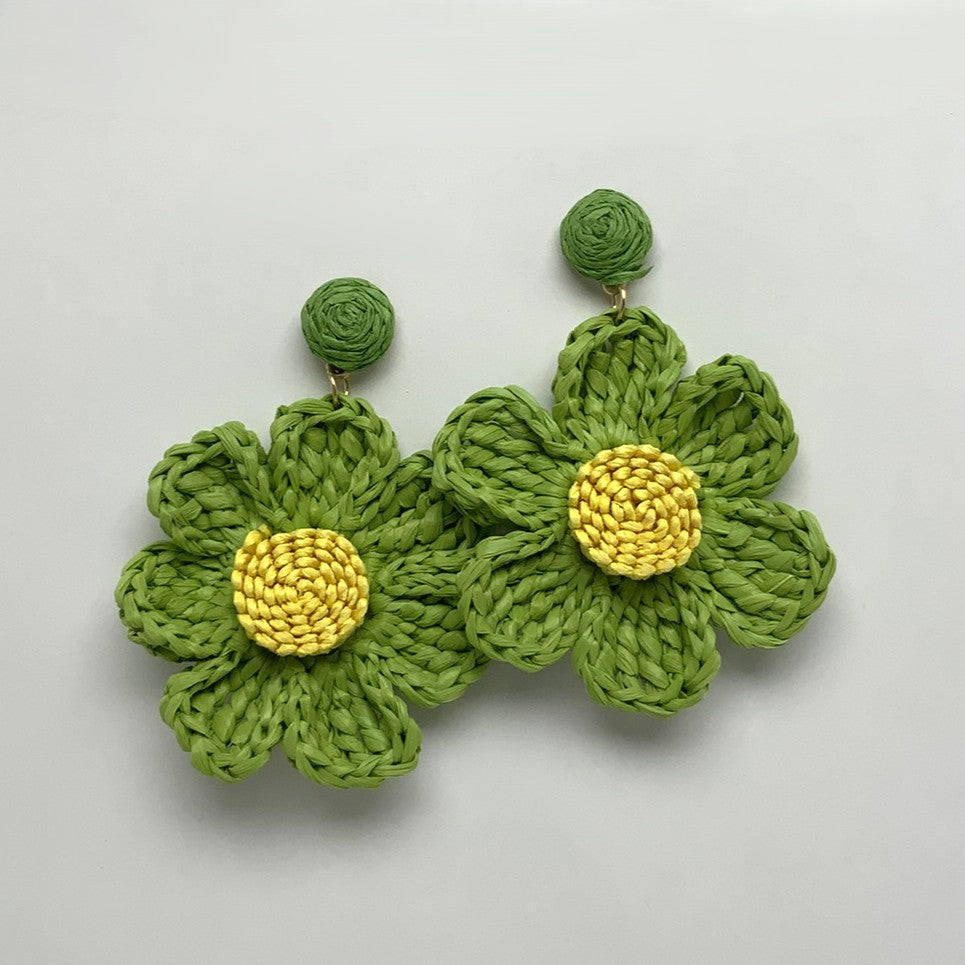 Braided Twine Flower Drop Earrings