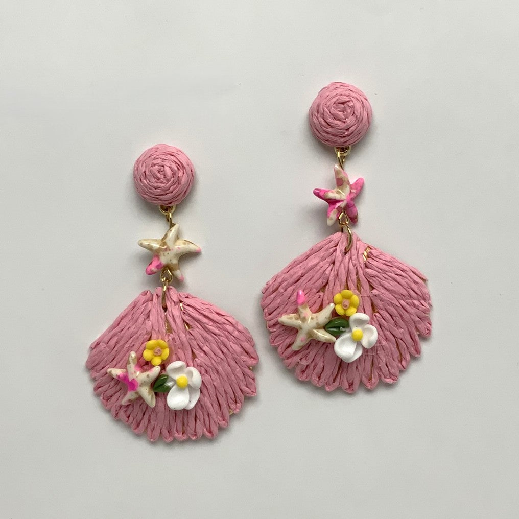 Twine Flower Starfish Charm Earrings