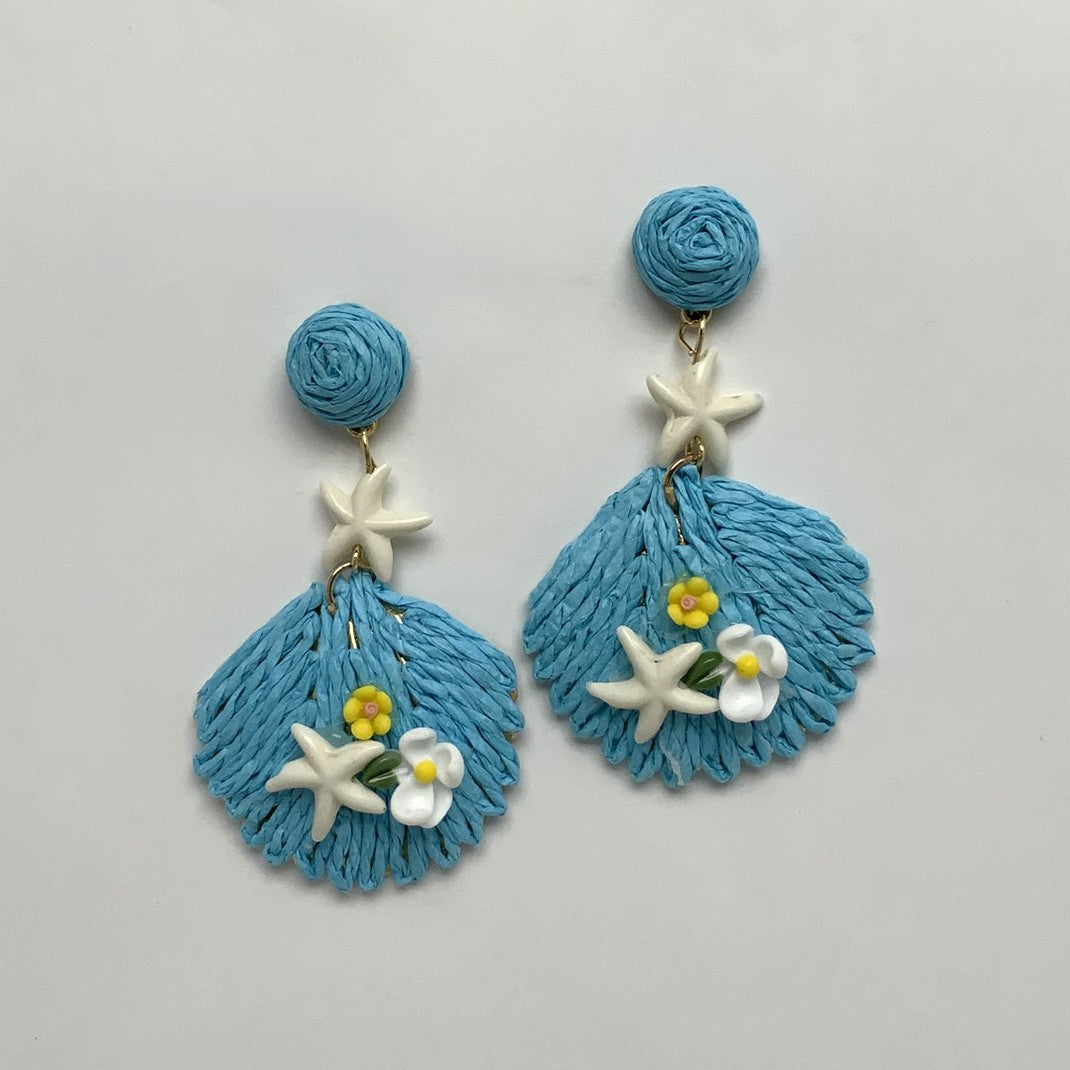 Twine Flower Starfish Charm Earrings
