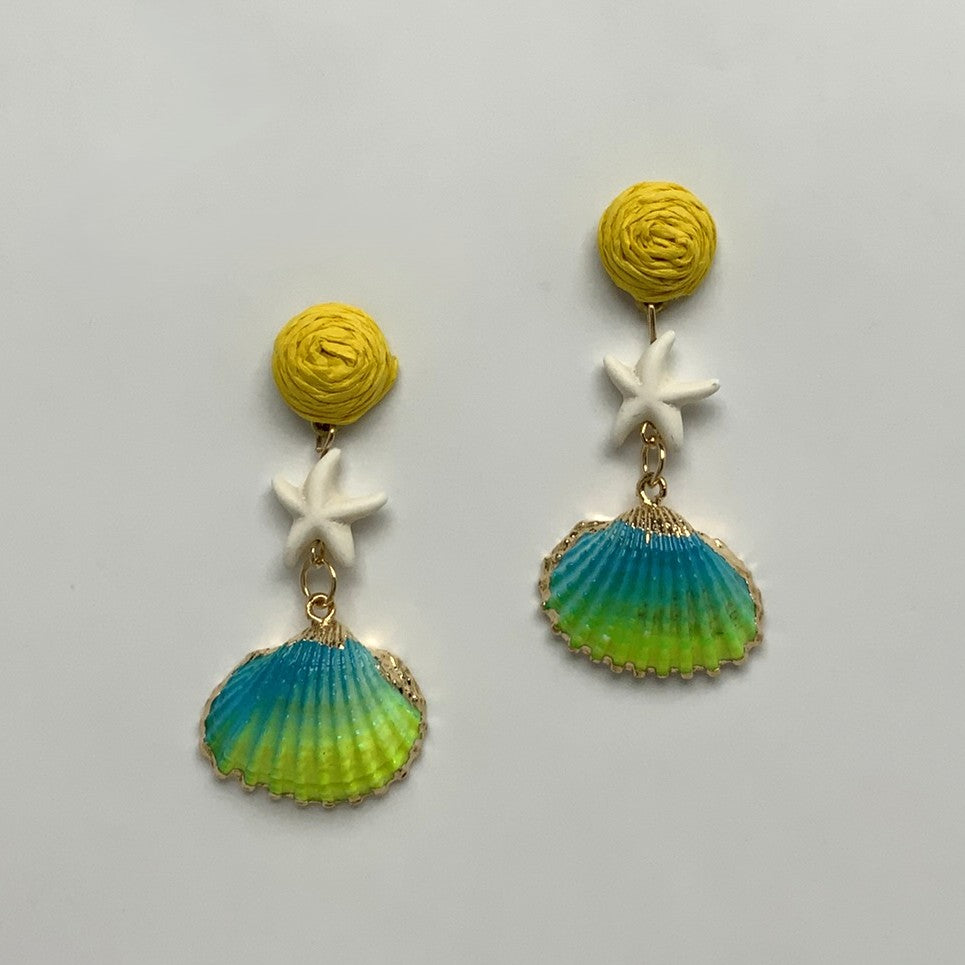 Colorful Twine Seashell Drop Earrings