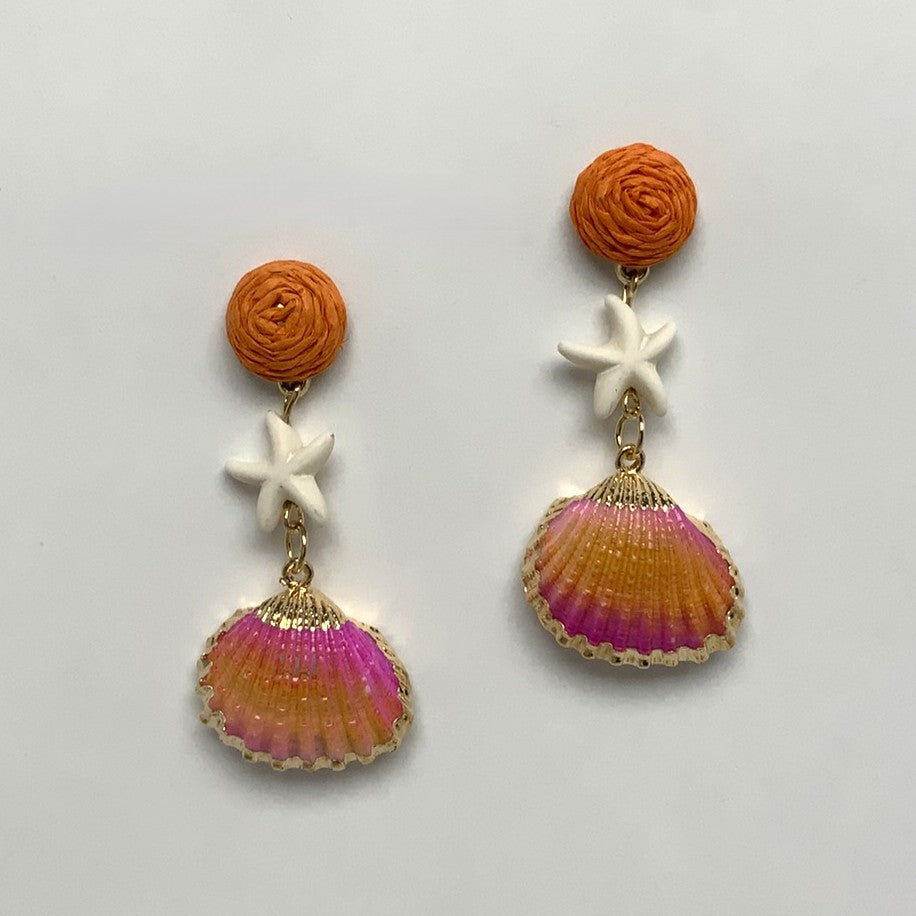 Colorful Twine Seashell Drop Earrings