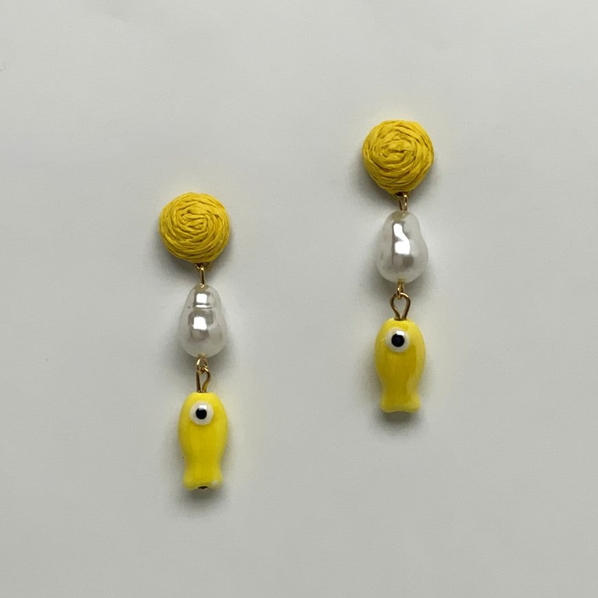 Twine Pearl Fish Drop Earrings