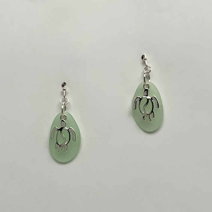 Turtle Sea Glass Earrings