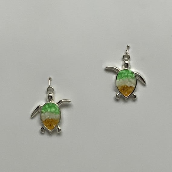 Turtle w/Small Crystal Earrings