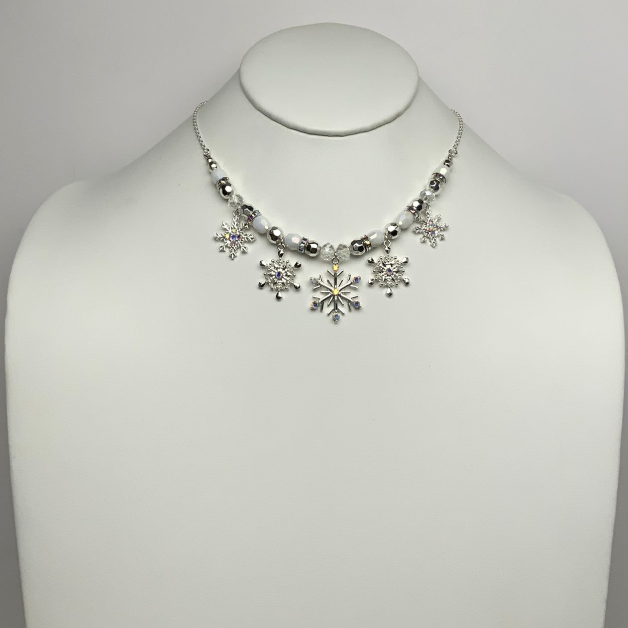 Snowflake w/crystals Holiday Necklace