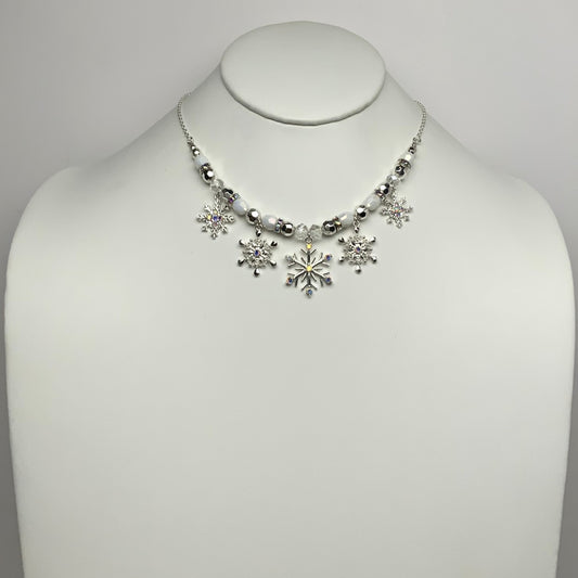 Snowflake w/crystals Holiday Necklace
