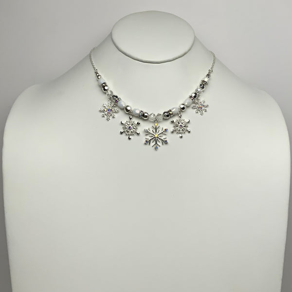 Snowflake w/crystals Holiday Necklace