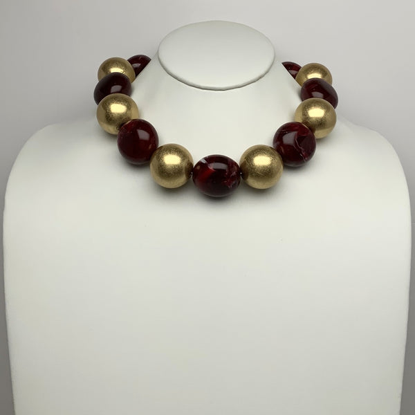 Chunky Lucite Metal Beads Necklace