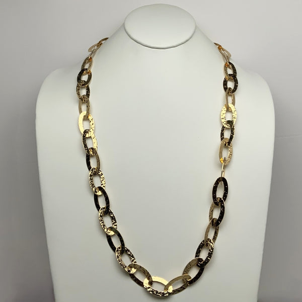 Flat Textured Metal Chain Necklace