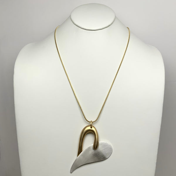 Long Matte Heart Pendant Necklace