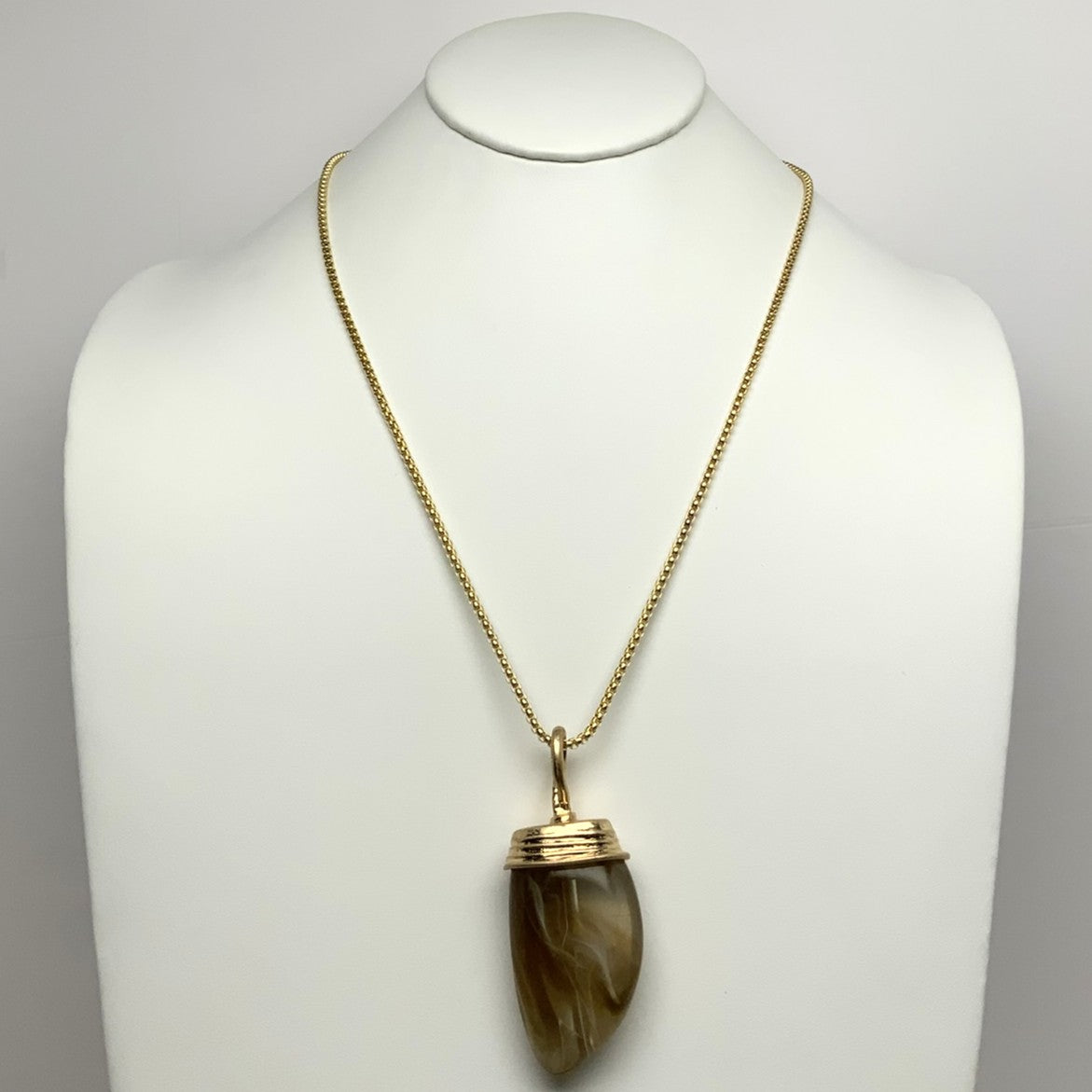 Long Box Chain Lucite Stone Drop Necklace