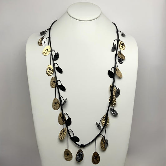 Long Metal Oval Dangle Pieces Necklace