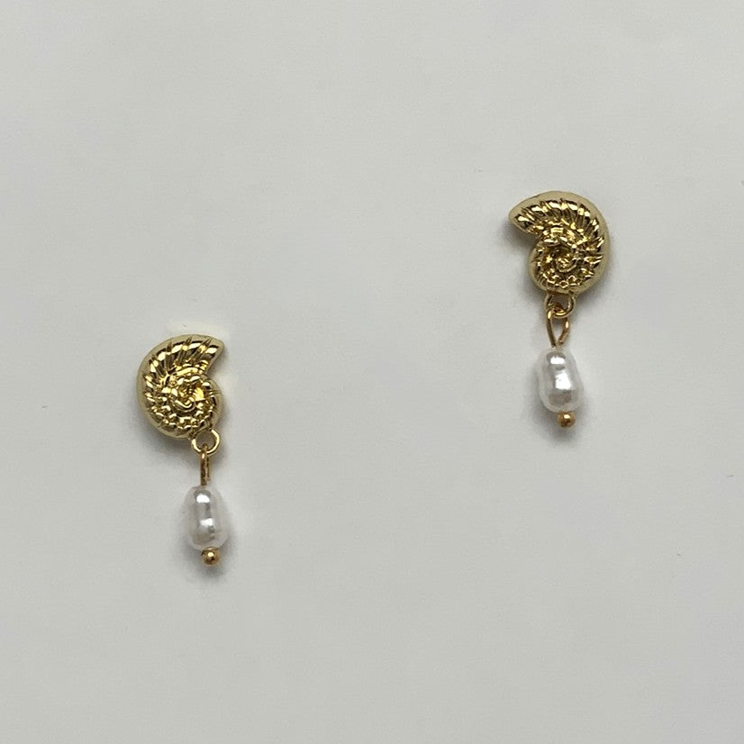 Seashell Pearl Drop Earrings