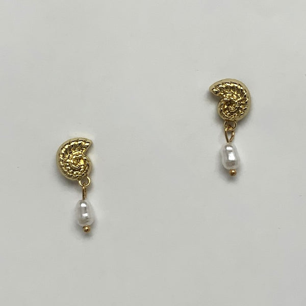 Seashell Pearl Drop Earrings