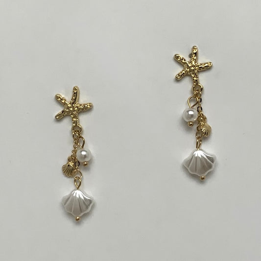 Starfish Dangling Seashell Earrings
