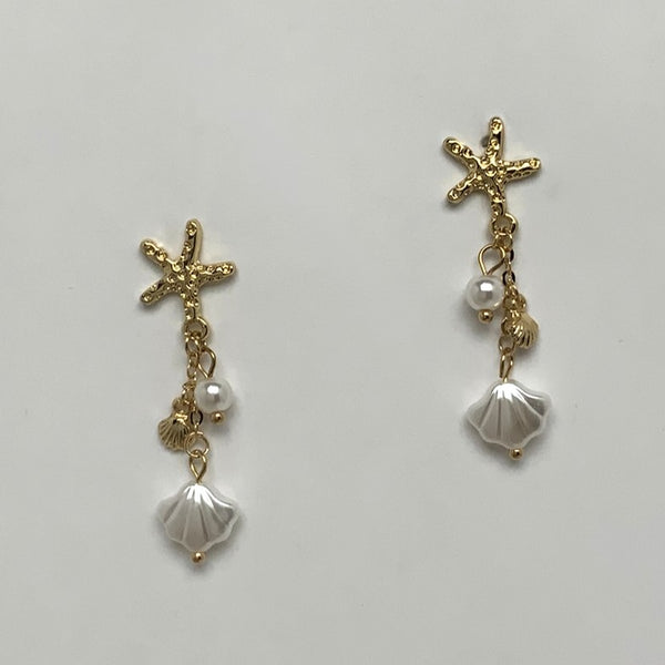 Starfish Dangling Seashell Earrings