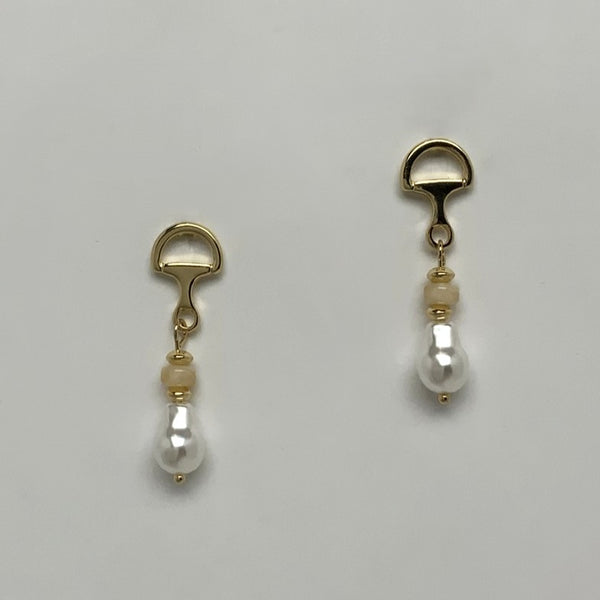 Half Moon Design w/Pearl Drop Earrings