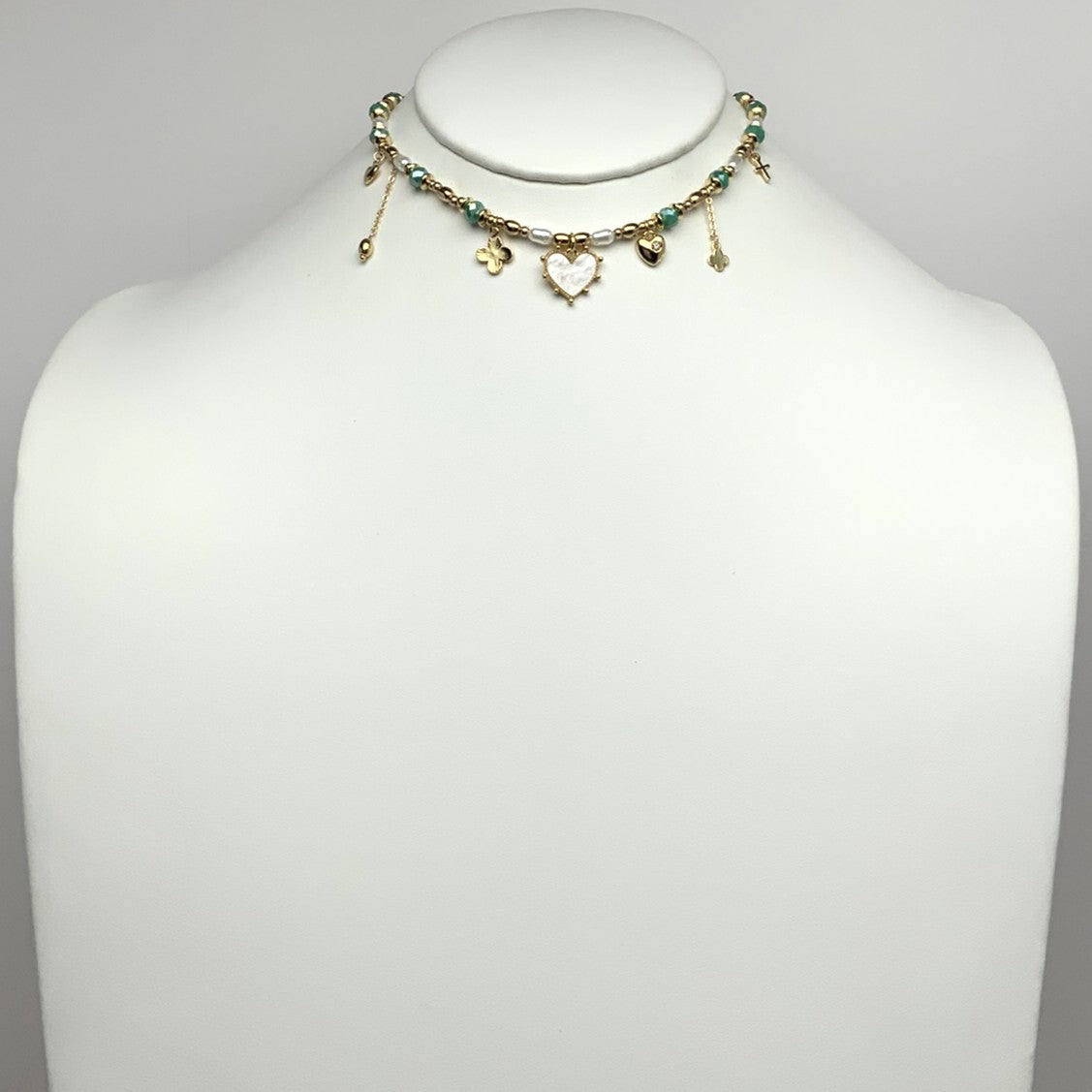 Heart Charms Beaded Necklace