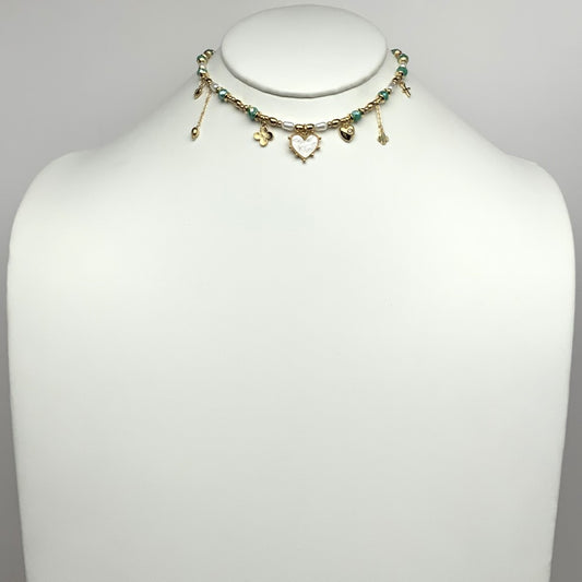 Heart Charms Beaded Necklace