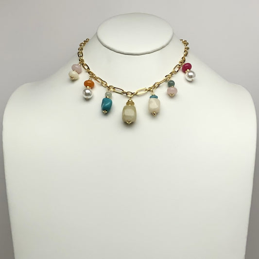 Stone Drop Pendant Summer Necklace
