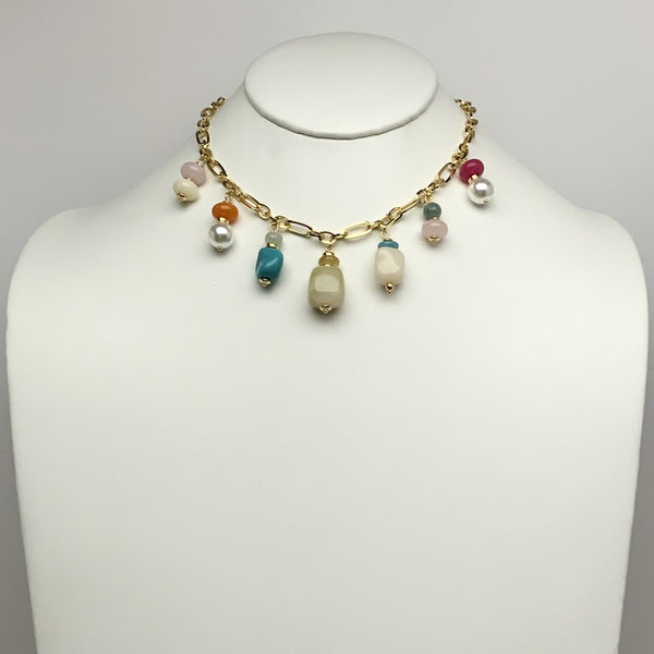 Stone Drop Pendant Summer Necklace