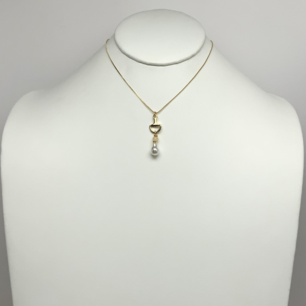 Pearl Half Moon Pendant Necklaces