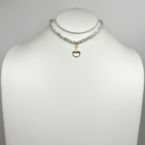 Pearl Half Moon Pendant Necklace
