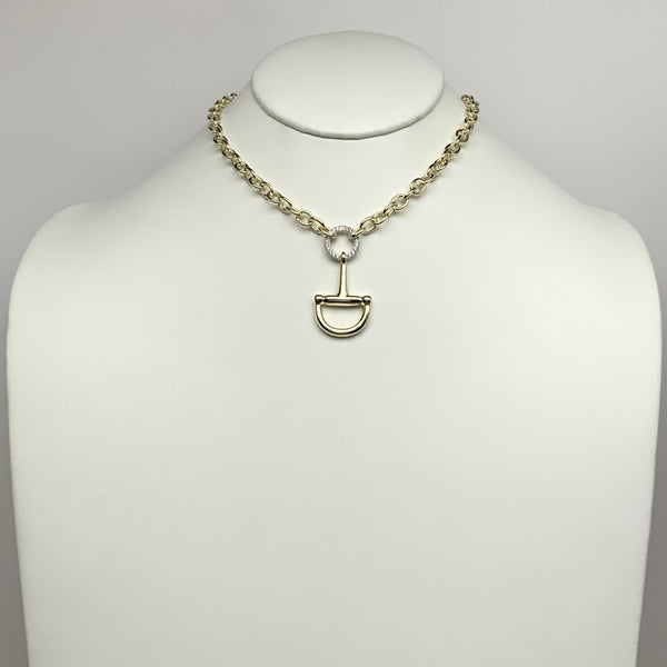 Anchor Style Pendant w/Bling Circle Necklace