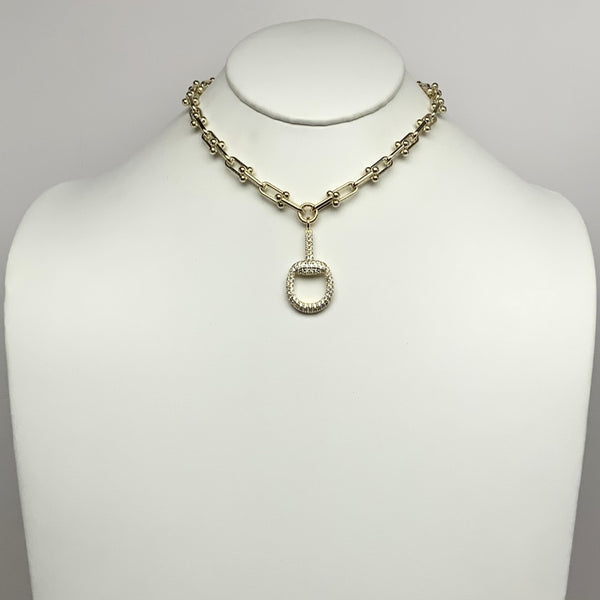 Gold Drop Bling Pendant Statement Necklace