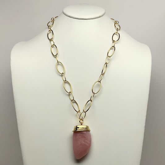 Long Chain Lucite Stone Drop Piece Necklace