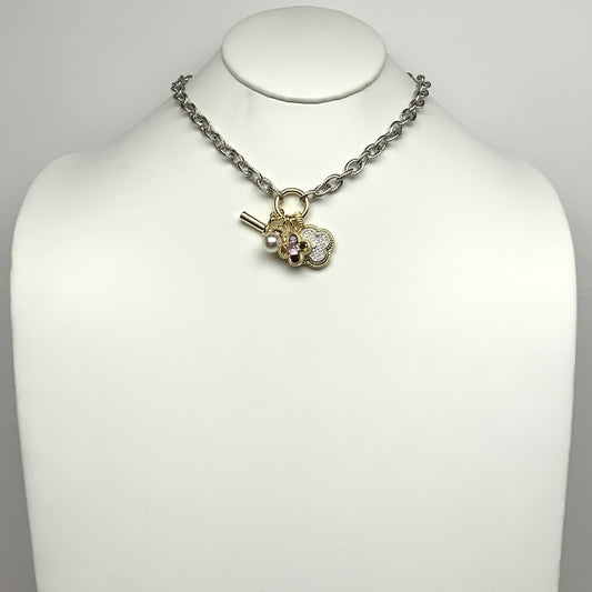 Bling Clover Mixed Pendant Necklace