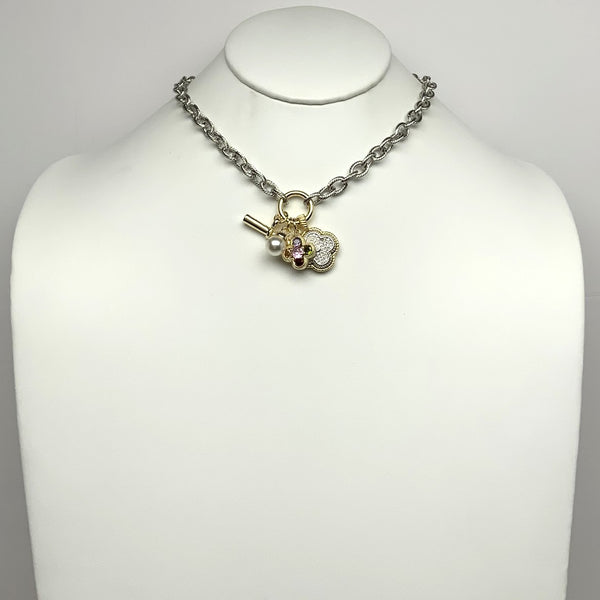 Bling Clover Mixed Pendant Necklace
