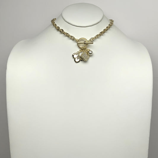 Clover/Bling/Pearl Decorated Pendant Necklace