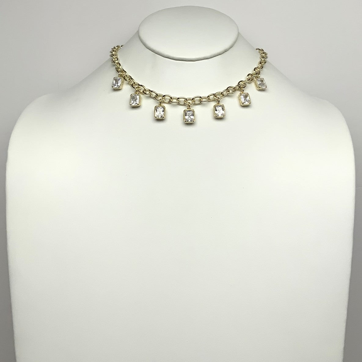 Rectangle Cut Dangle Necklace