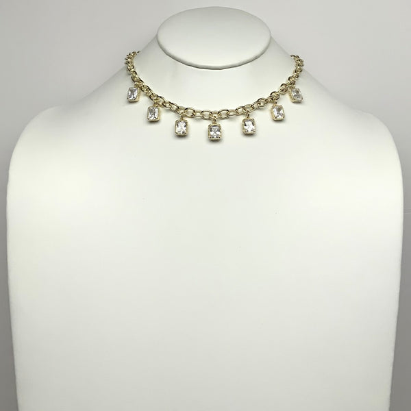 Rectangle Cut Dangle Necklace